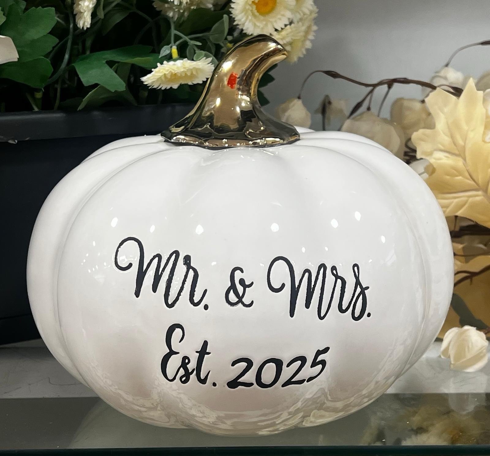 Mr and Mrs est 2025 pumpkin
