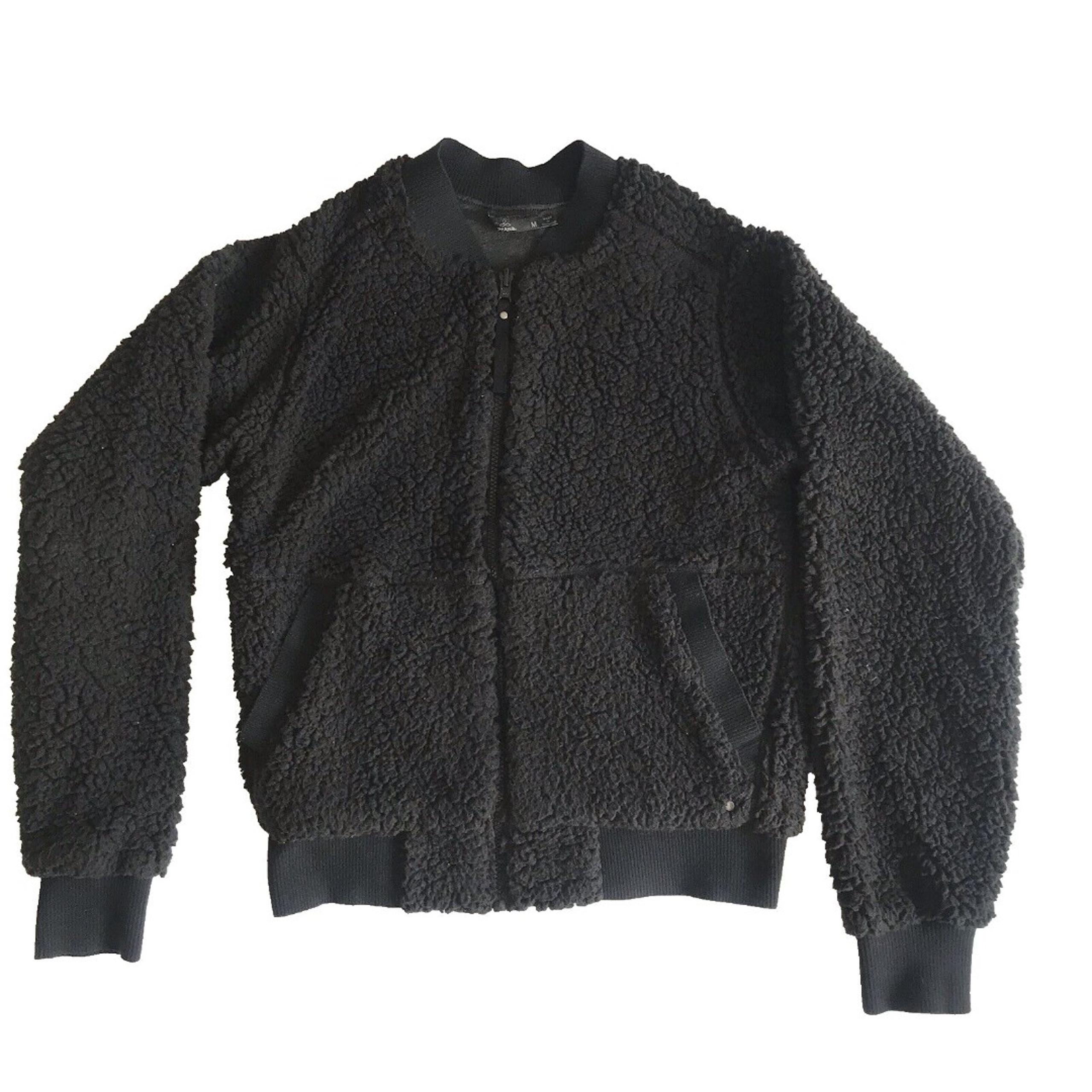 PrAna Polar Escape Womens Size M Black Sherpa Fleece Reversible Bomber Jacket