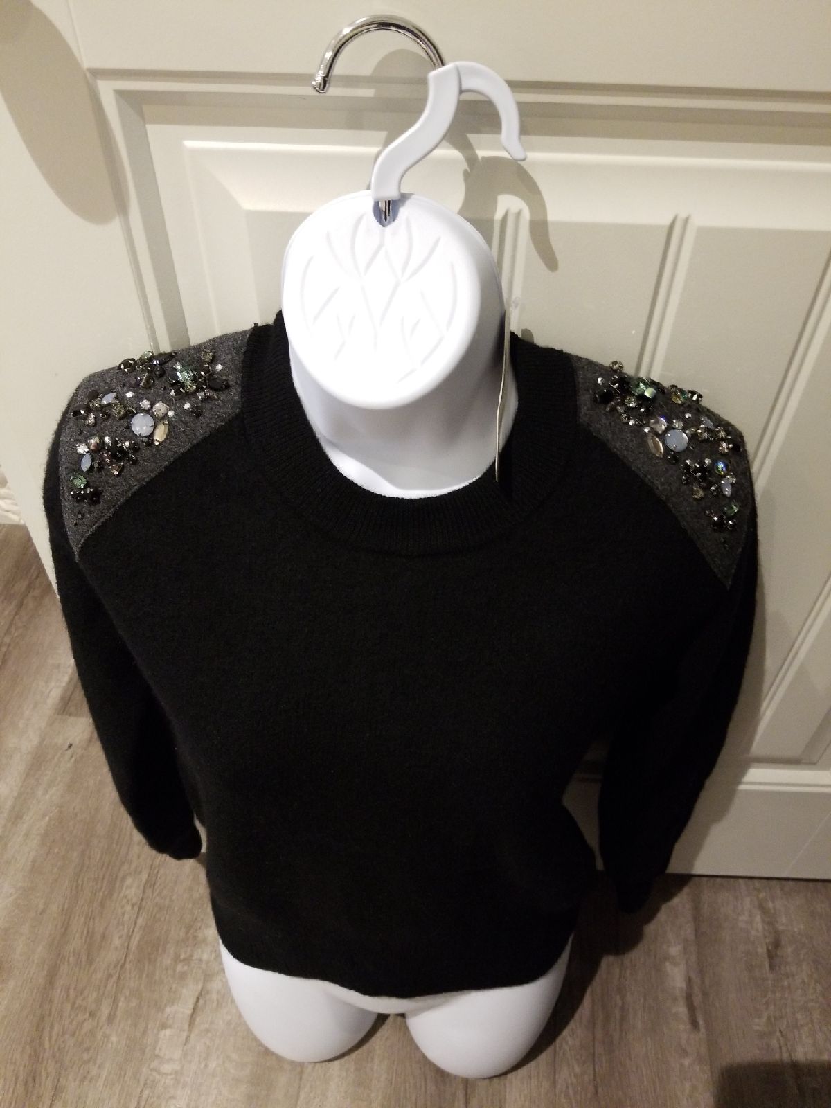 Jcrew wool sweater with bejeweled should