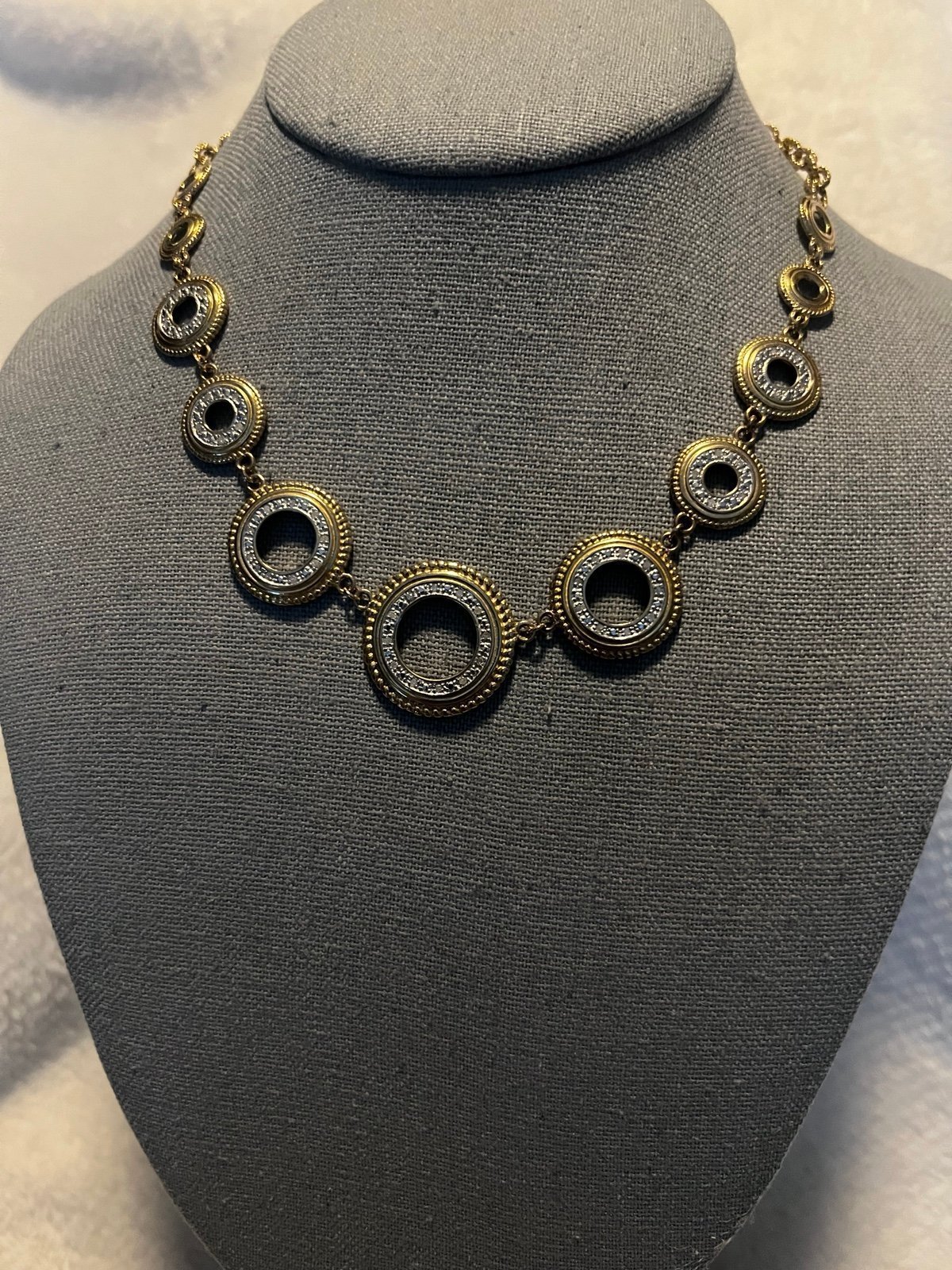 Gold Filled Over Sterling Silver Genuine Diamond Medallion Choker Necklace