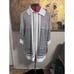 Ming Wang Womens Large Sheer Gray White Striped Cardigan Jacket Side Slits