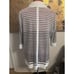 Ming Wang Womens Large Sheer Gray White Striped Cardigan Jacket Side Slits