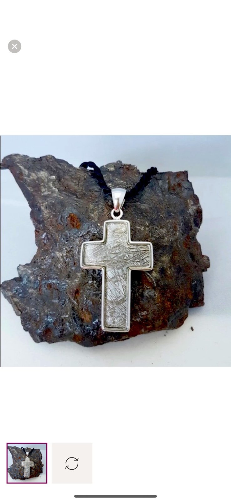 Natural Muonionalusta Large Meteorite Beveled Cross Silver Pendant 925 Unisex
