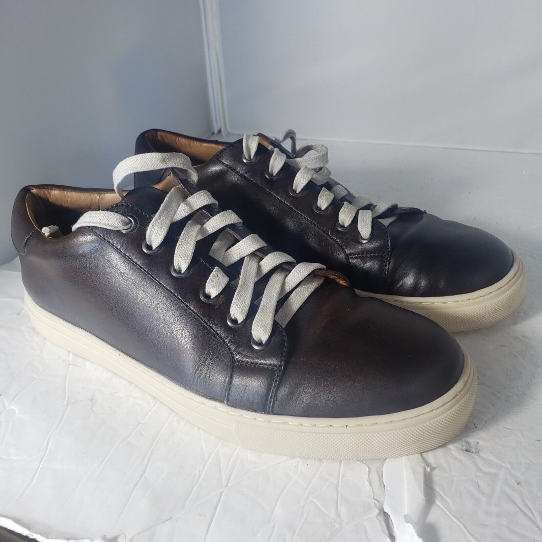 Peter Millar Crown Leather Sneaker Mens Shoe 9.5 Brown Lace Up MF19F04
