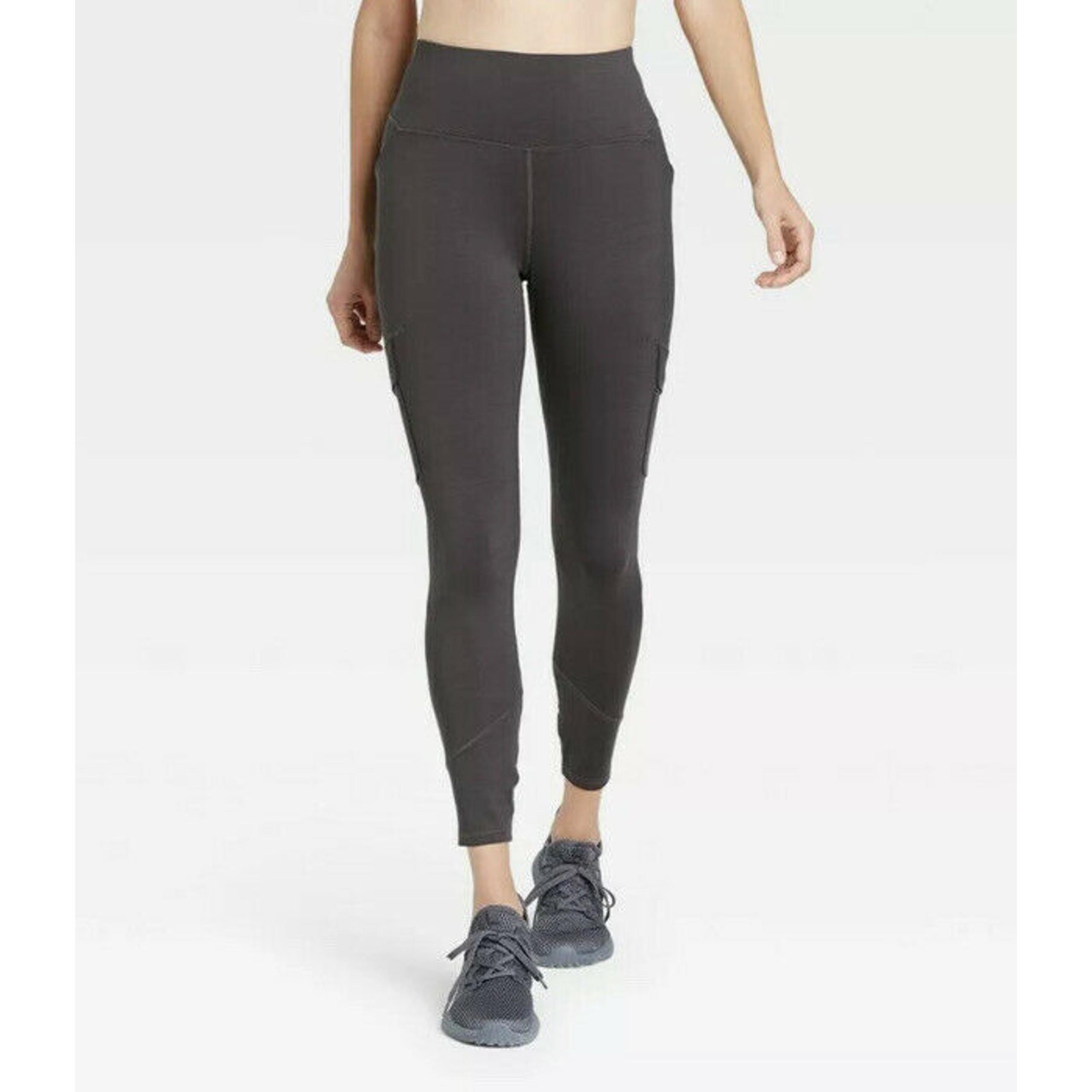 Women's High-Waisted Cargo Leggings All in Motion Charcoal Gray XS NWT