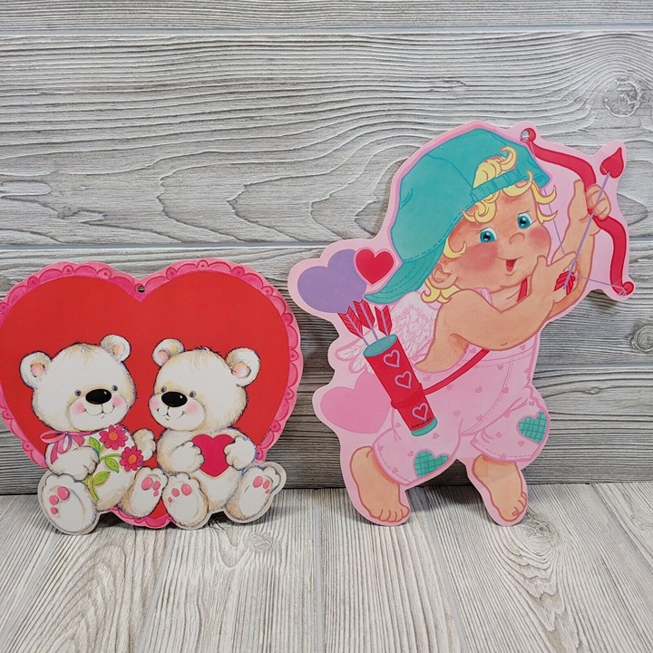 Eureka Valentines Day Die Cupid Teddy Bear Hearts Love Cutout Decorations Vtg