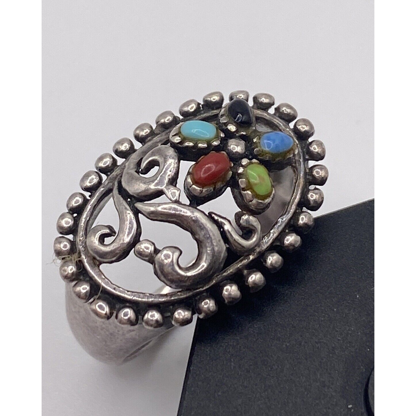 Vintage Sterling Silver 925 Multi Gemstone Ring Size 8