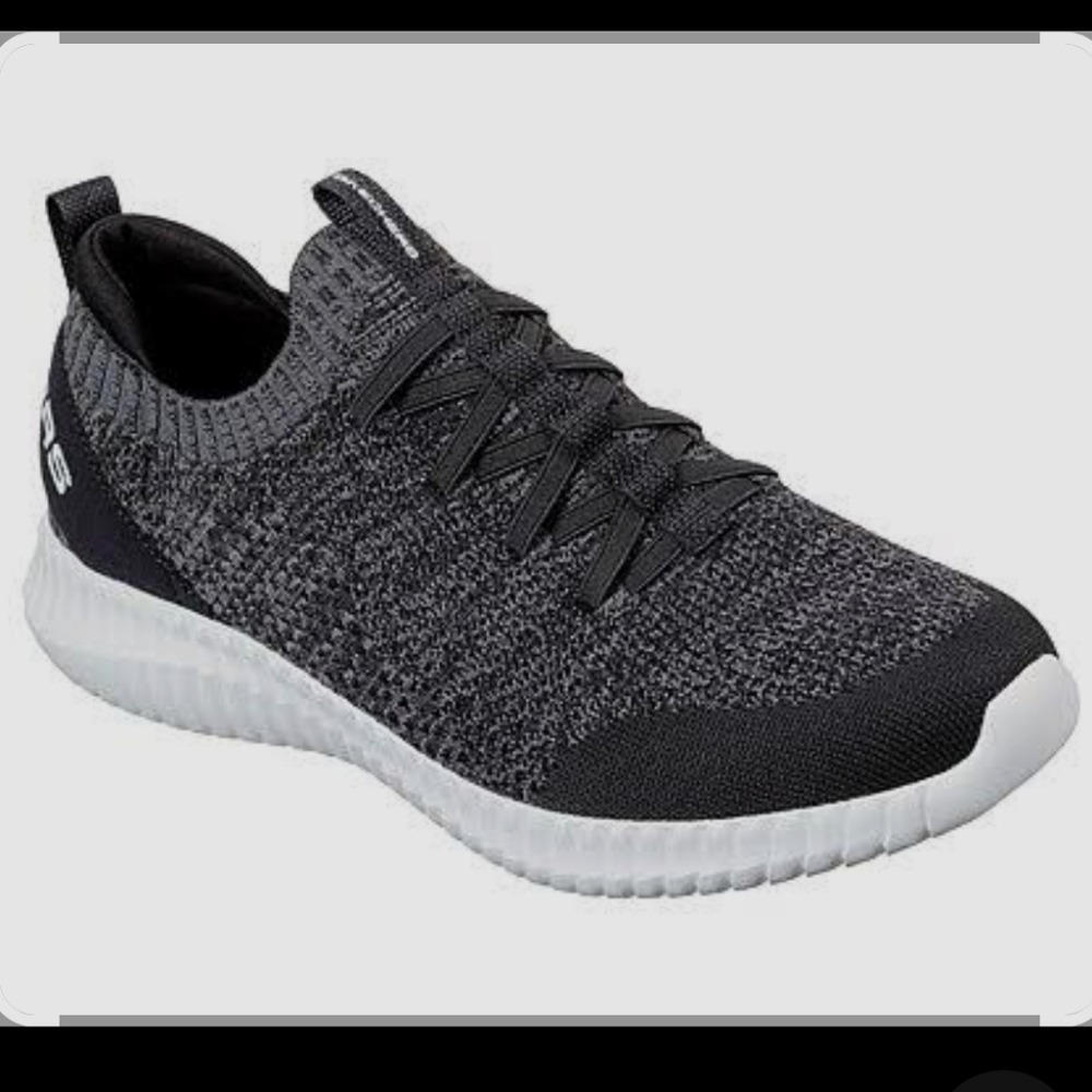 Skechers Elite Stretch Mens Wide Fit Shoes Sneakers Memory Foam Black Size 11
