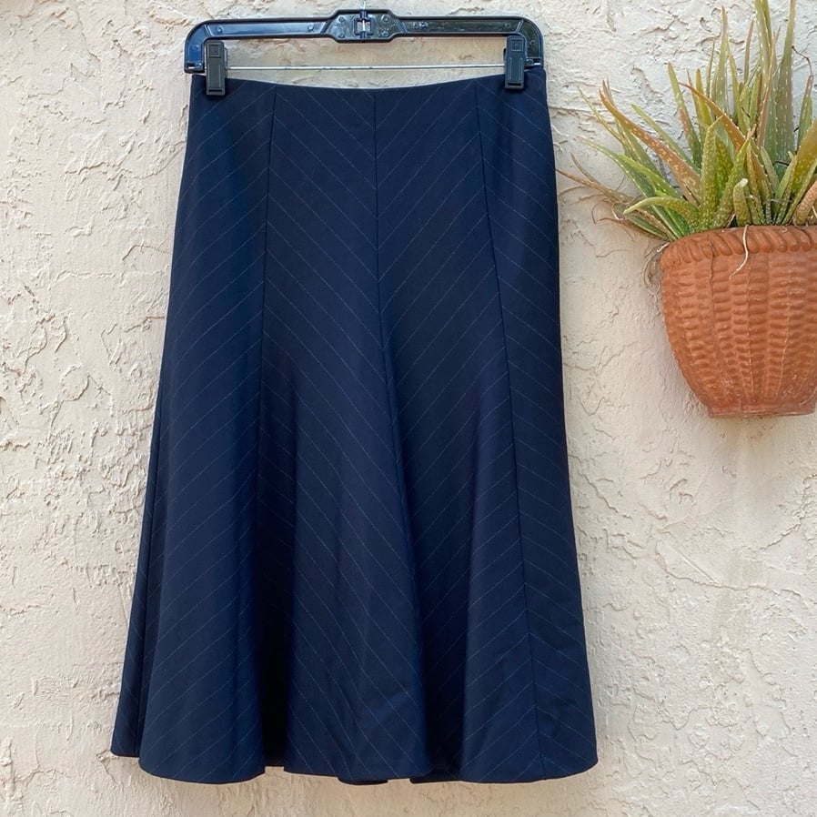 Ann Taylor Navy Blue Classic Midi A-Line Skirt BNWT