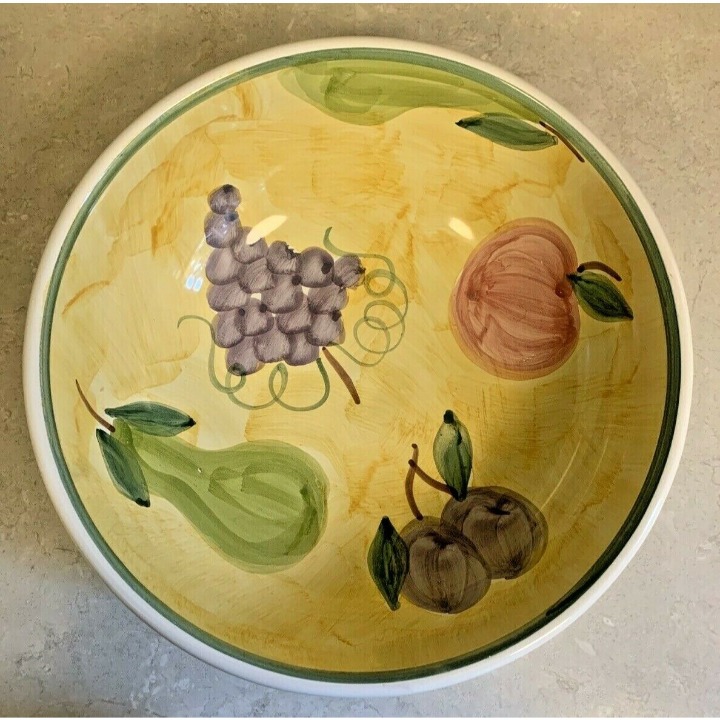 Caleca Frutta 10 Large Salad Serving Bowl Fruit Yellow Background