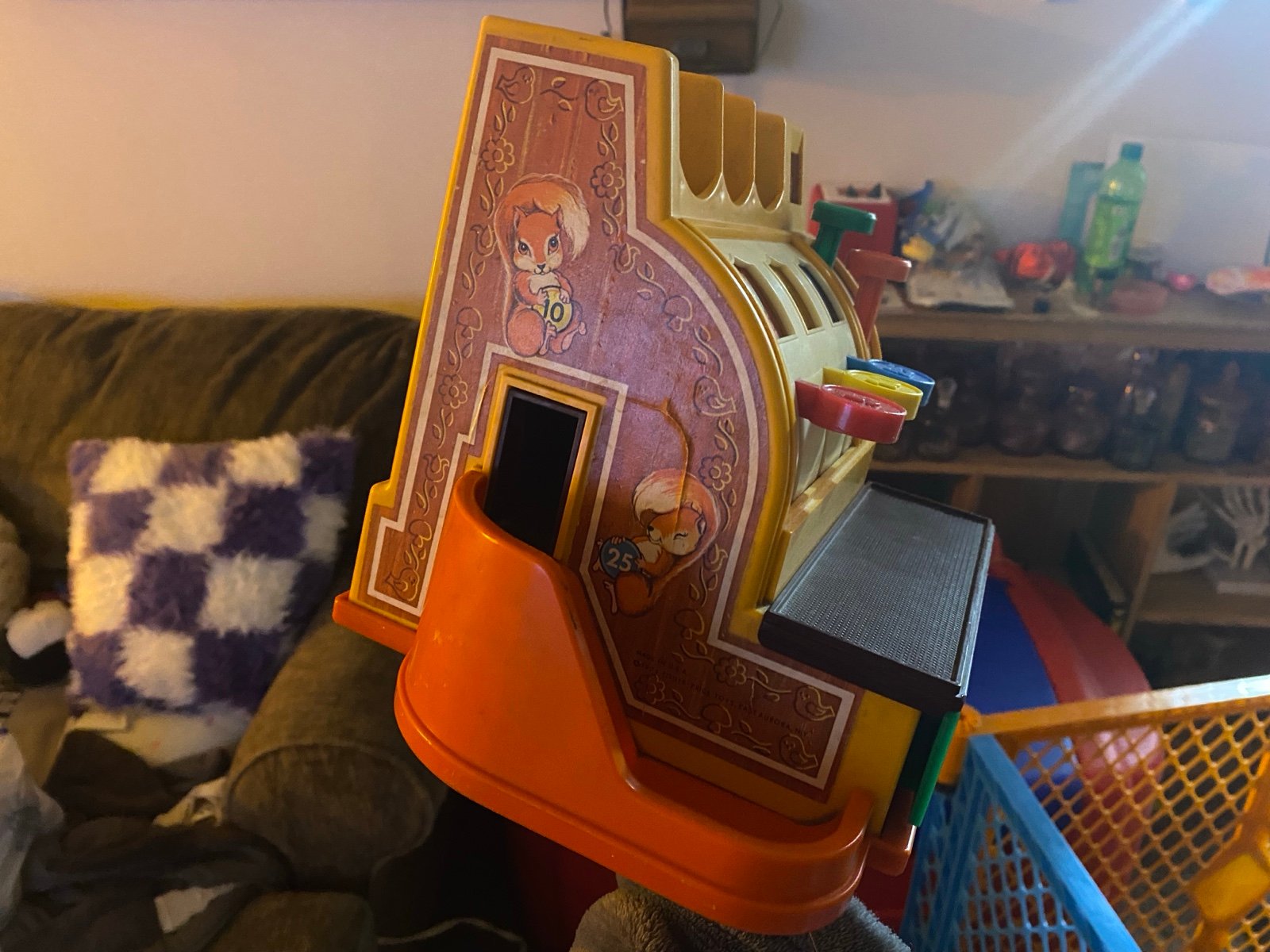 Vintage Fisher Price squirrel Cash Register 1970s