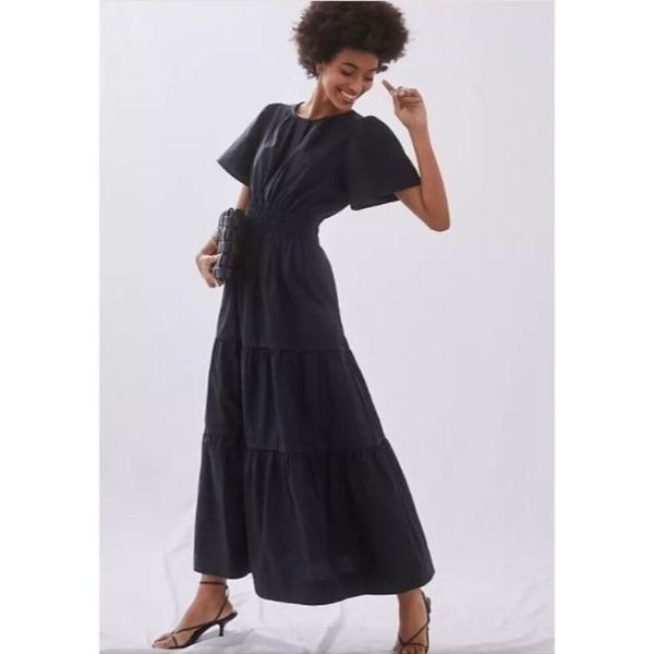 NEW Anthropologie Black Cotton Somerset Maxi Dress Size XS