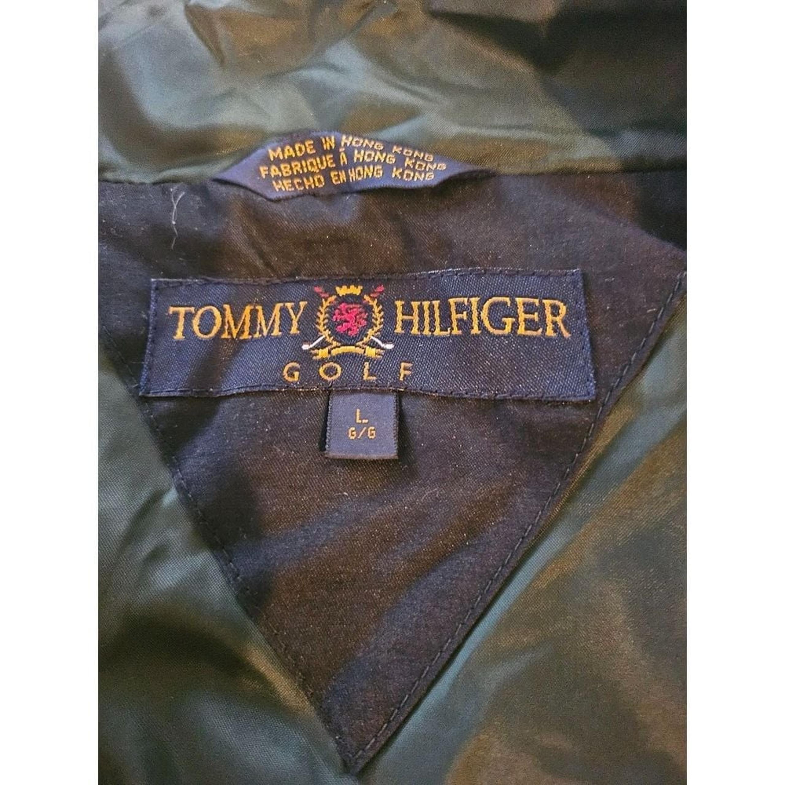 Vintage Tommy Hilfiger Men's Quilted Golf Vest Jacket Size Large, Green Black