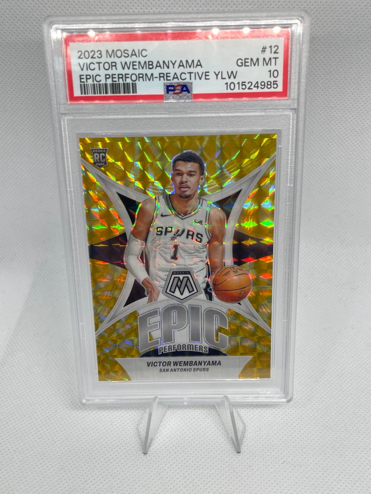 Victor Wembanyama Epic Performers RC Yellow Reactive /99 PSA 10 slab