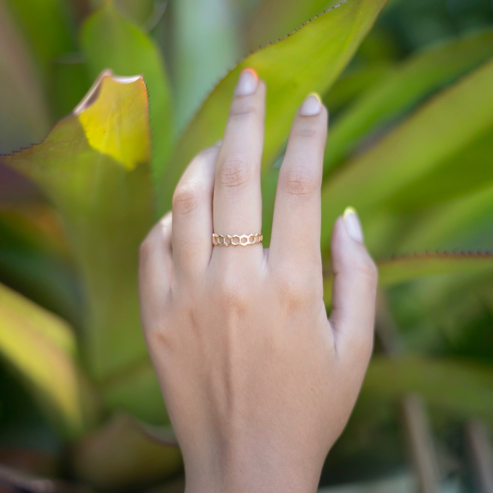 14K Gold Honeycomb Ring