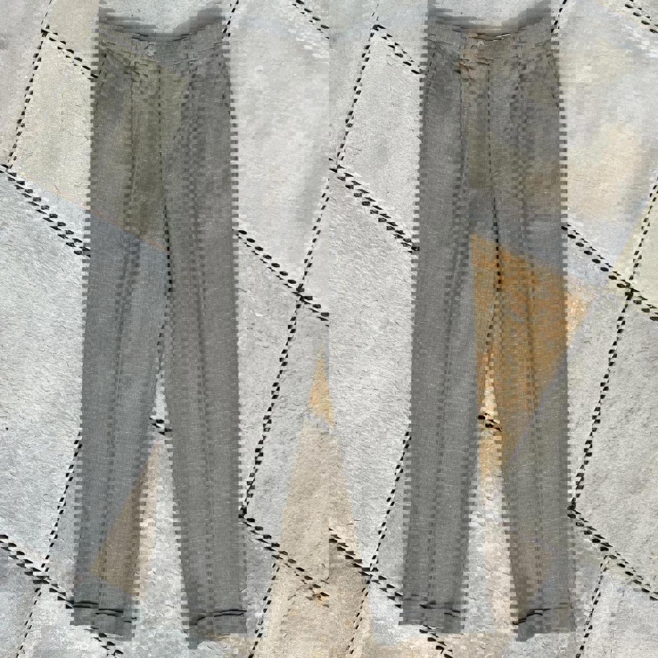 Vintage 90s Olive Green Grey Pleated Pants Made in USA