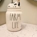 Rae Dunn FARM LIFE Ceramic Canister w/ Cow Topper NEW! ~Dunn Collectible Decor~