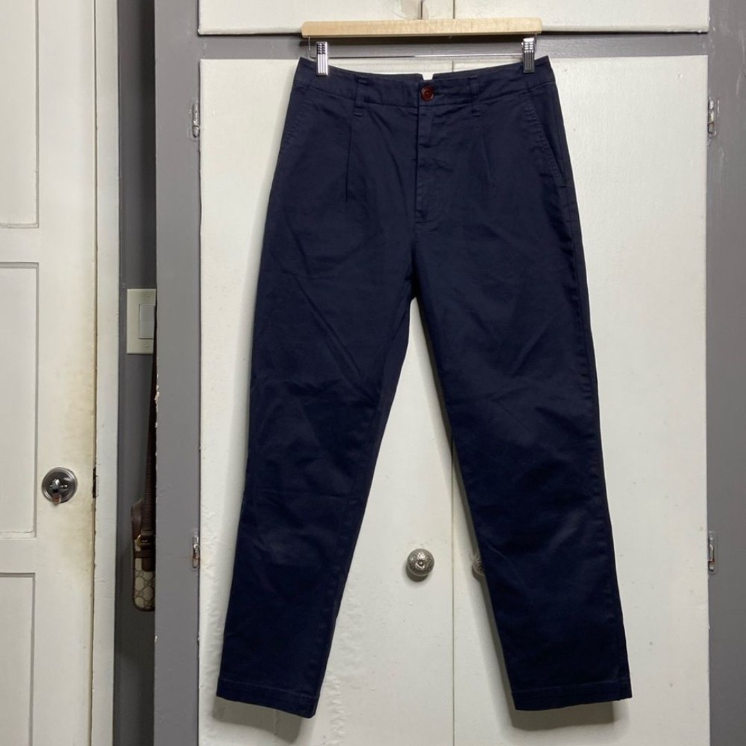 ALEX MILL Womens Chinos Pants 6 Navy Blue Straight Leg Cropped Cotton Pockets