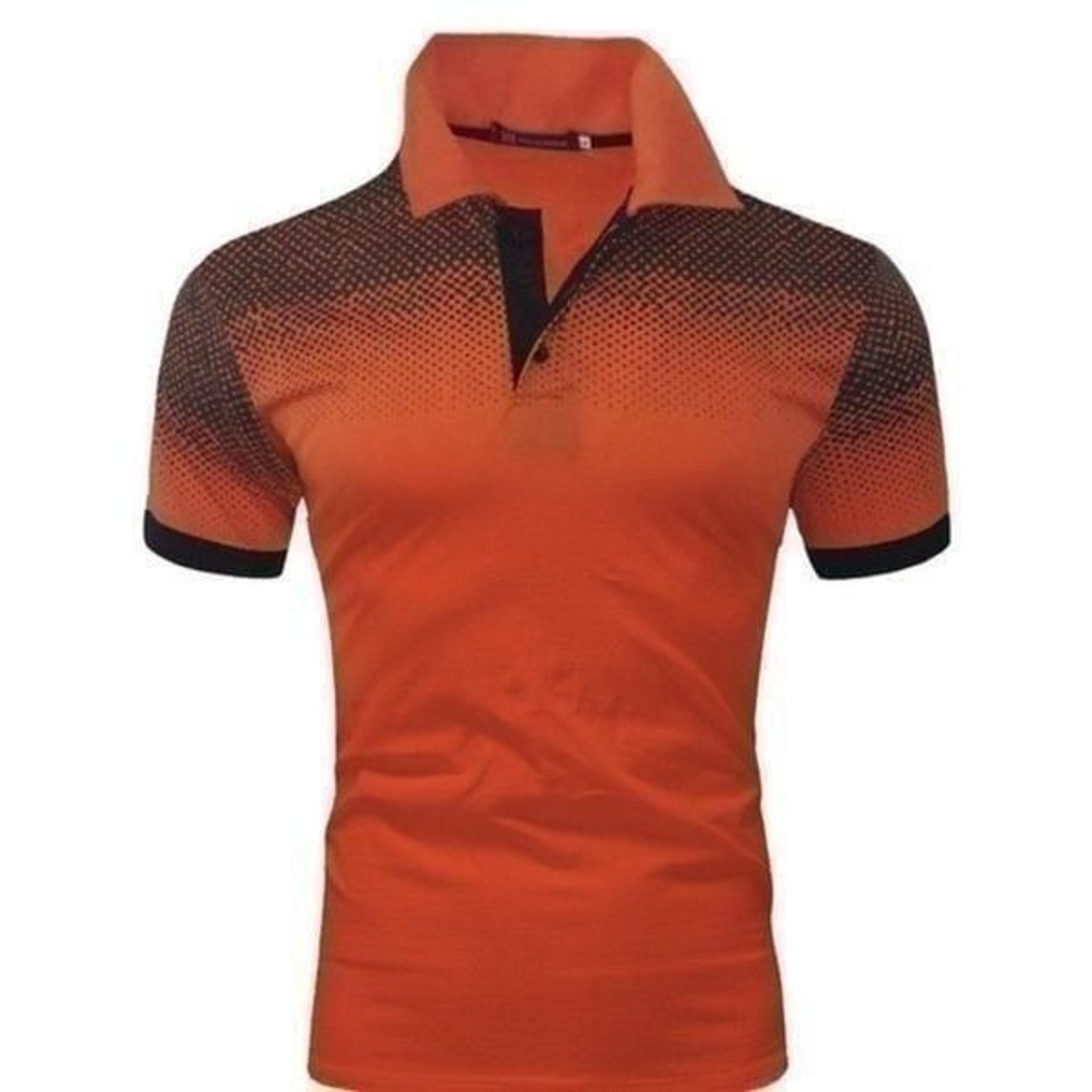 NEON ORANGE BLACK GOLF COLLARED POLO SHIRT