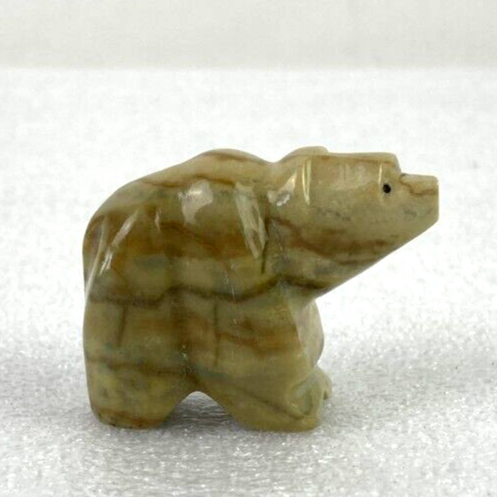Fetish Carved Bear Marble Figurine 1.5 Zuni Miniature