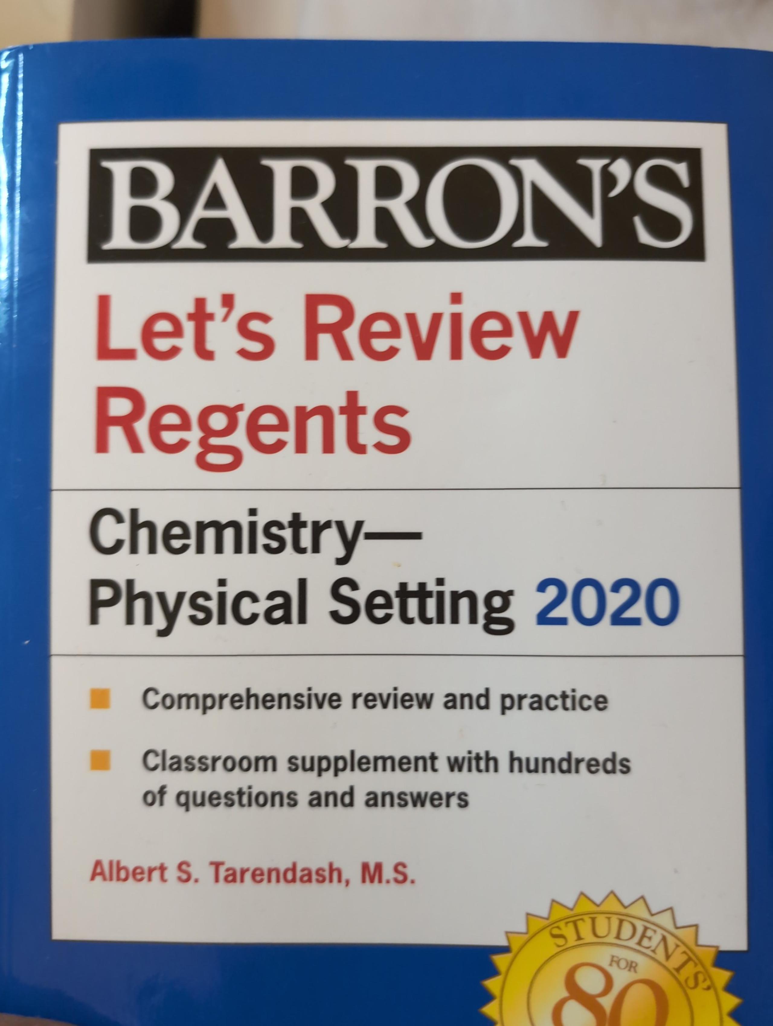 BARRON'S Chemistry—Physical Setting Regents Textbook (2020, UNUSED)