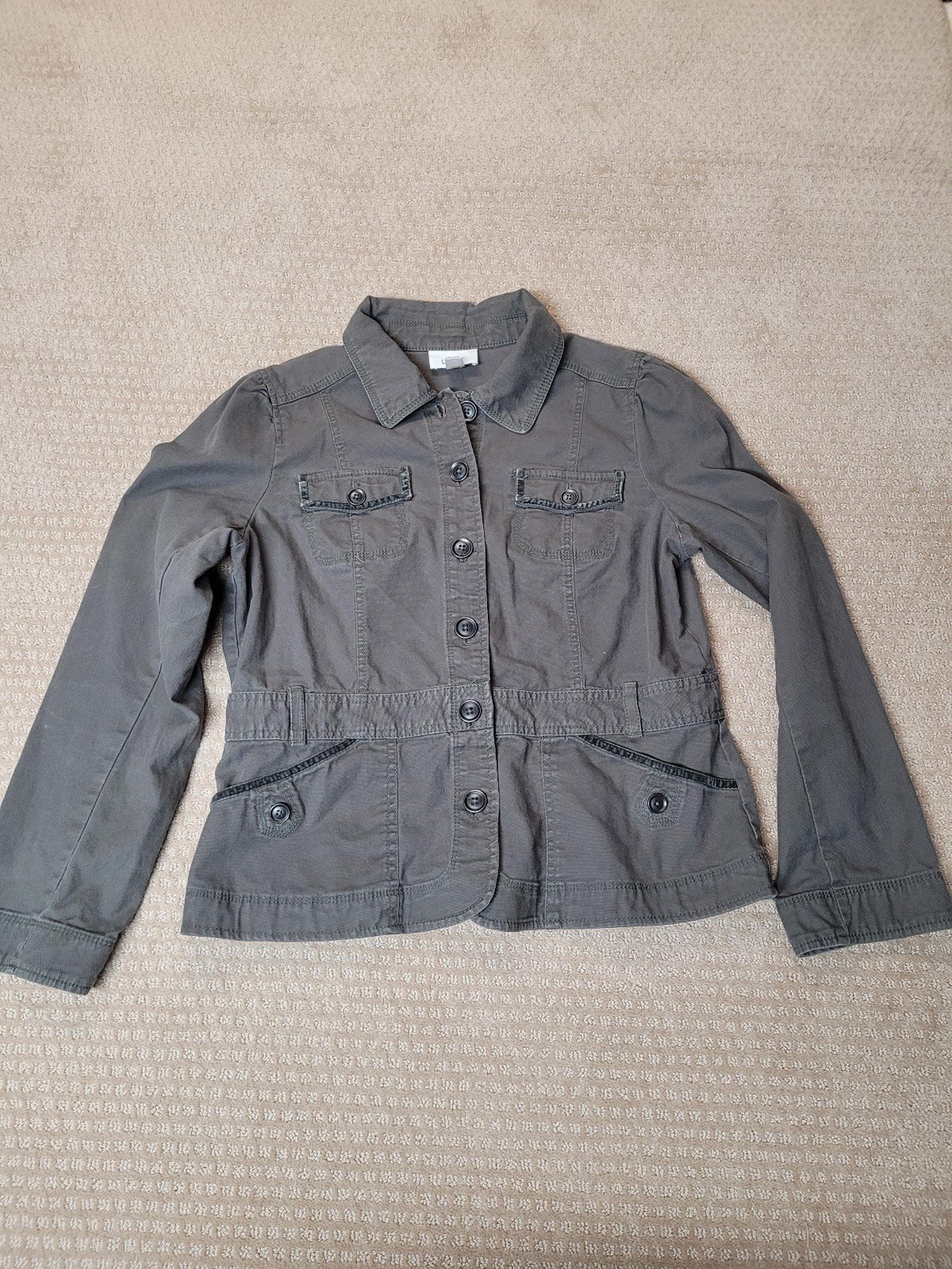 Ann Taylor Loft Sz 14, Green Cargo Utility Military long sleeve women's jacket