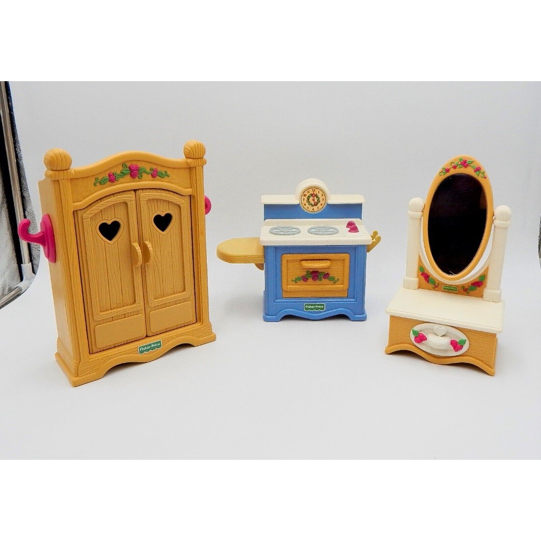 Fisher Price Briarberry Bears Stove Wardrobe Dressing Mirror Furniture Lot 1998