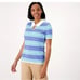 Isaac Mizrahi Live! Stripe Sweater Polo with Keyhole Opening - Size Large