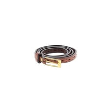Brown with gold metal leather slim belt