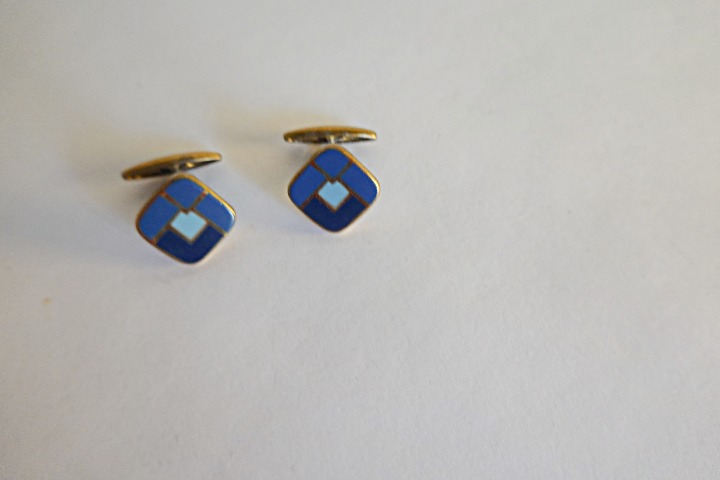 Vintage Blue Art Deco Cufflinks