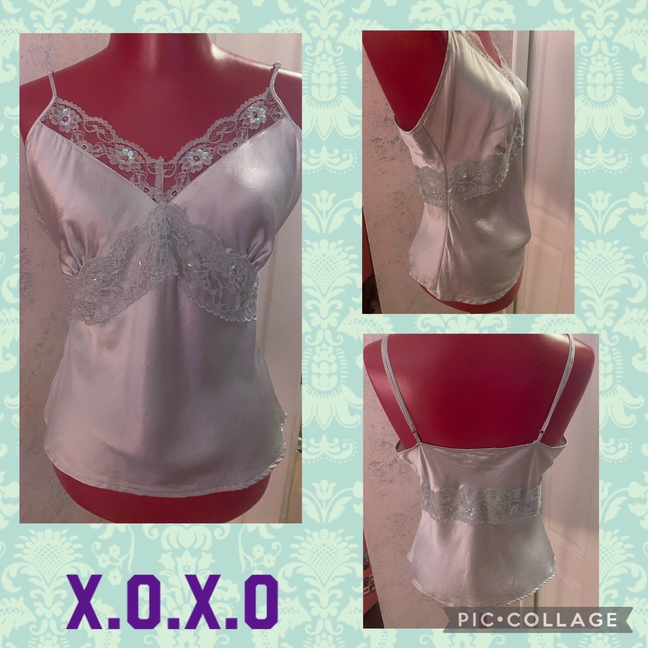 Vintage Y2K X.O.X.O. silk Camisole top in silver size medium