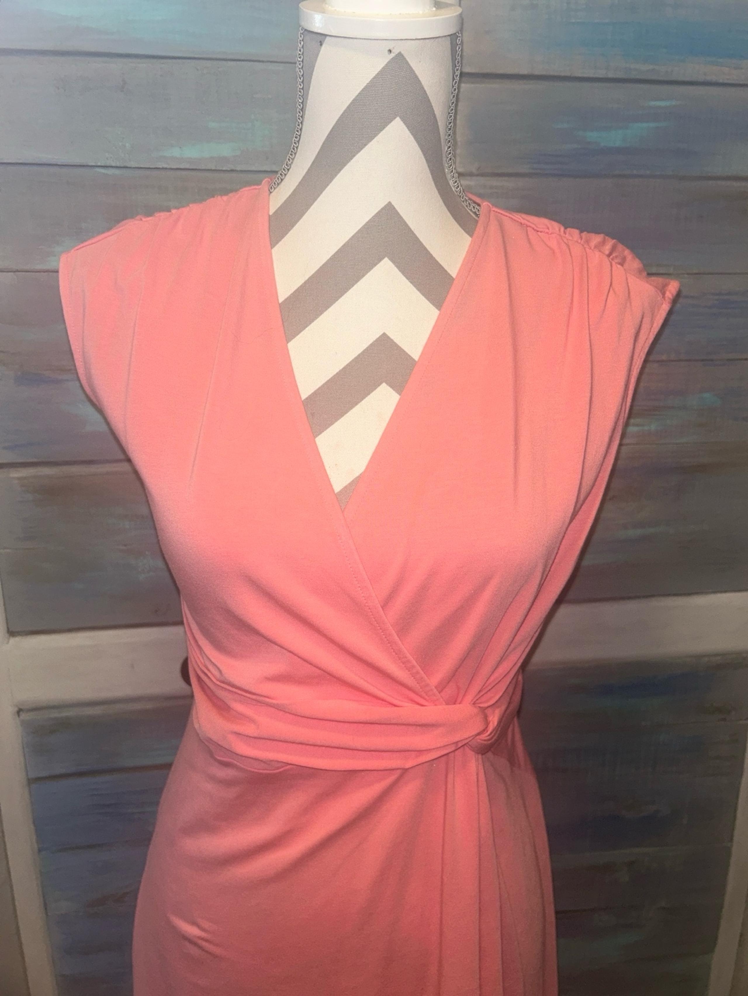 NWOT! Lands' End Dress S/P Sleeveless Tie Dye Wrap Front Cotton Stretch