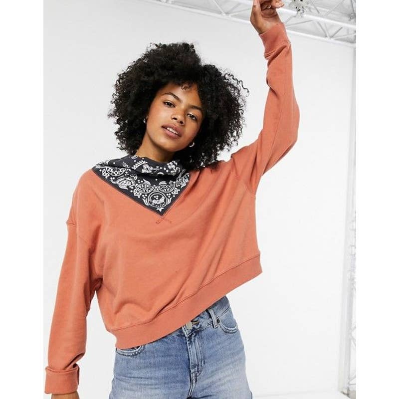 Free People James Bandana Sweatshirt in Burnt Orange Size Medium