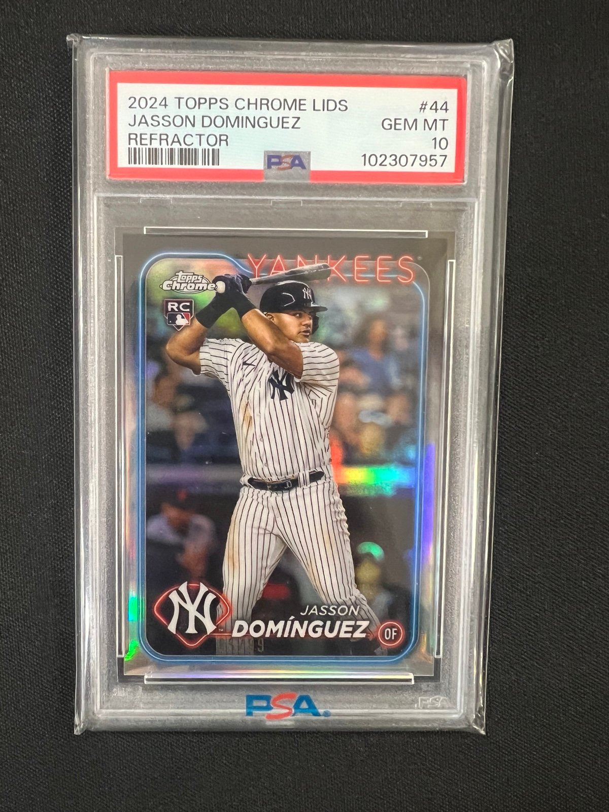 2024 Topps Chrome Jasson Dominguez RC Lids #44 Refractor /99 PSA 10