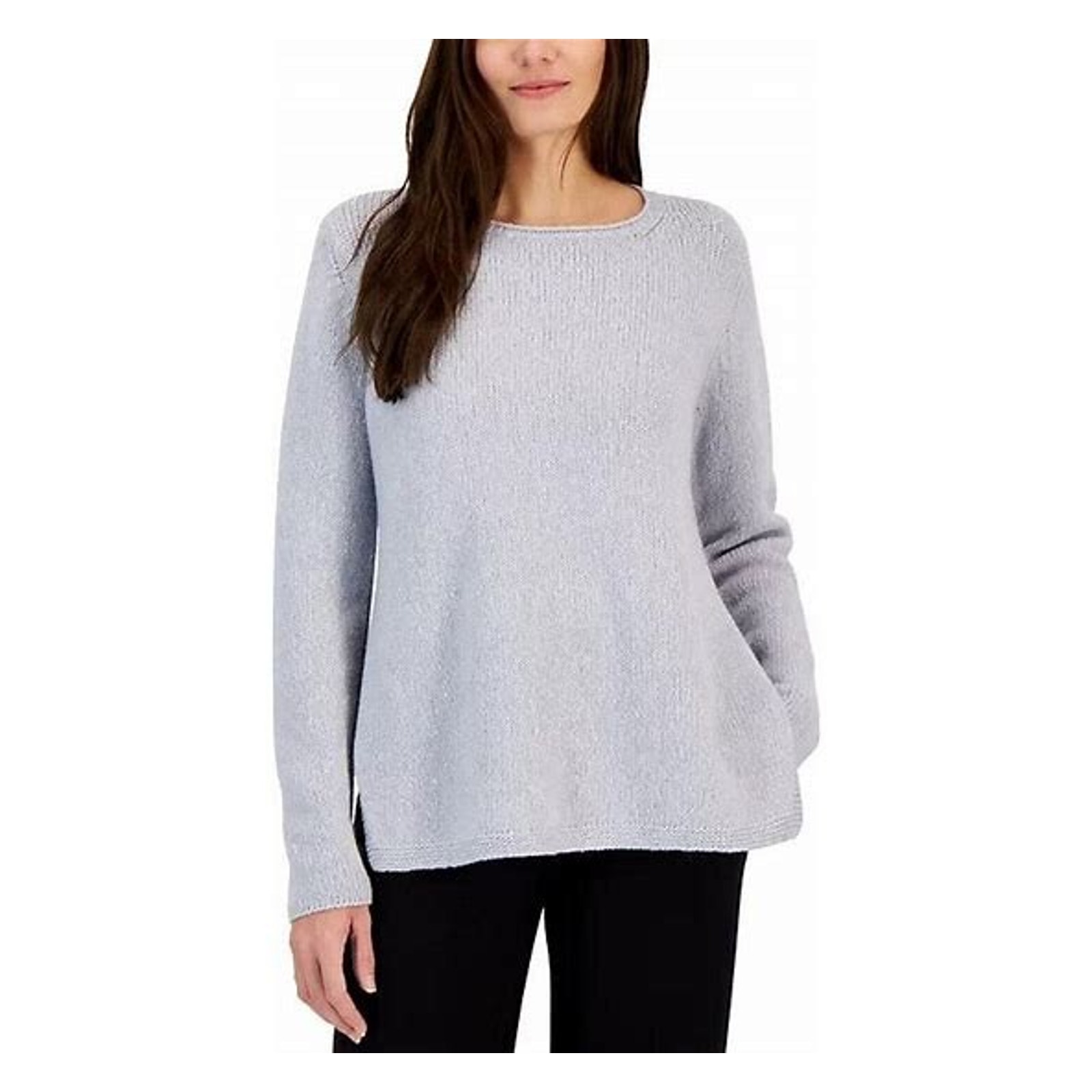 NWT Eileen Fisher Delphine Ballet Neck Side Slit Pullover Sweater L