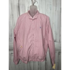 NEW MENS VINTAGE POLO Ralph Lauren PINK WHITE SEERSUCKER FULL ZIP JACKET XL USA