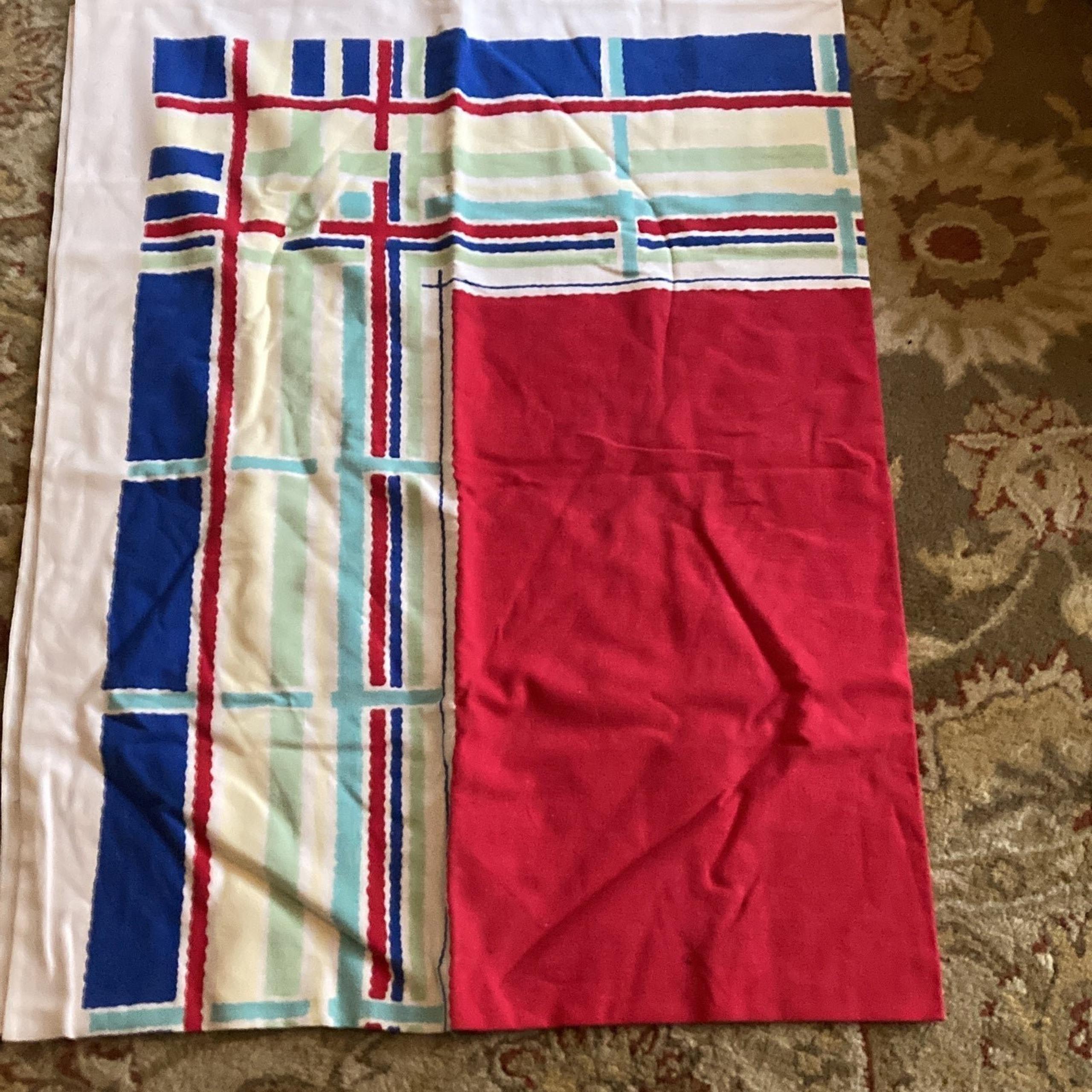 1940s striped tablecloth