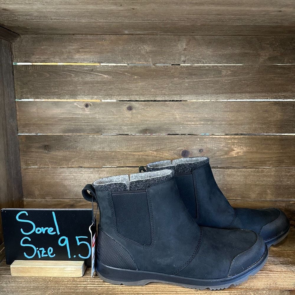 New Mens Sorel Ankeny II Chelsea Black Leather Waterproof Winter Boots Size 9.5
