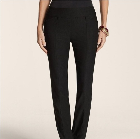 Chicos So Slimming Black Pull On Stretch Point Pants Size 10