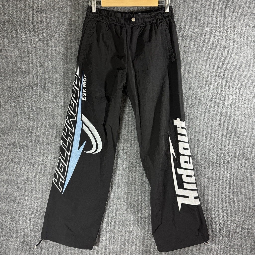 Hollywood Hideout Mens Medium Track Pants Embroidery Spellout Streetwear Y2K