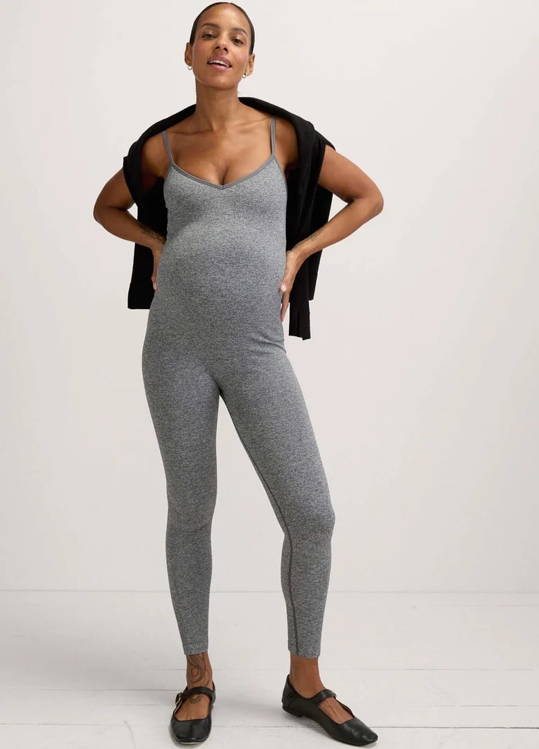 Hatch maternity body ribbed unitard gray melange large