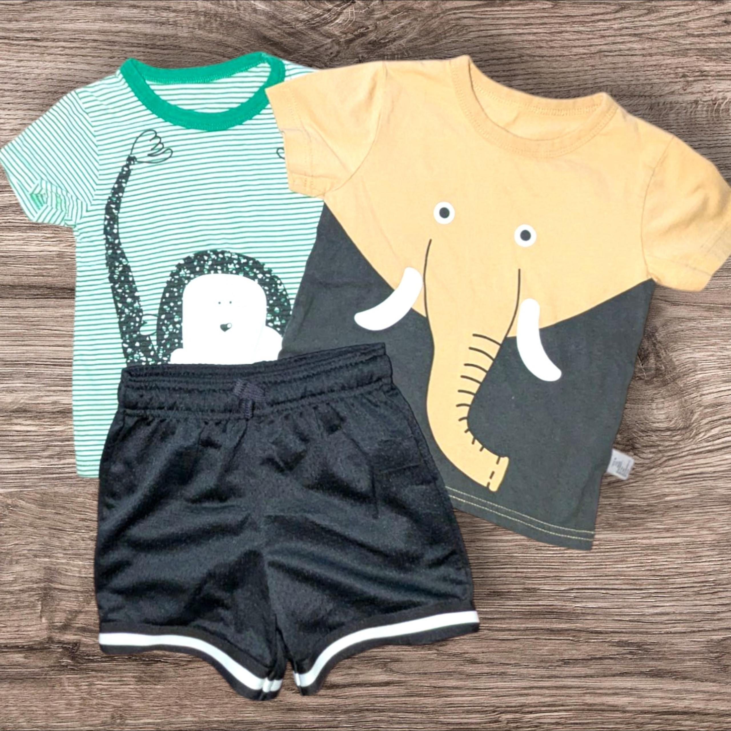 2 Animal Tees with Osh Kosh Active Shorts Size 2T NWOT