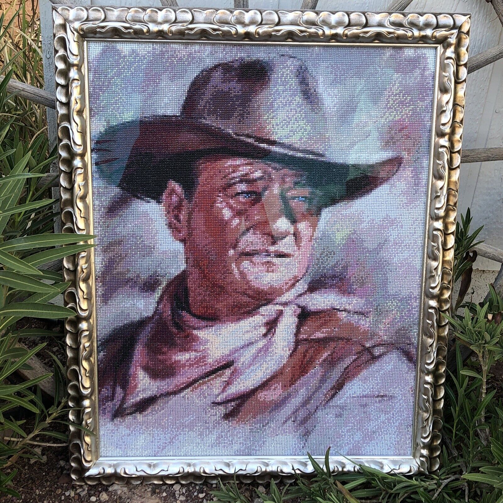 One of a kind “John Wayne” diamond artwork painting custom framed