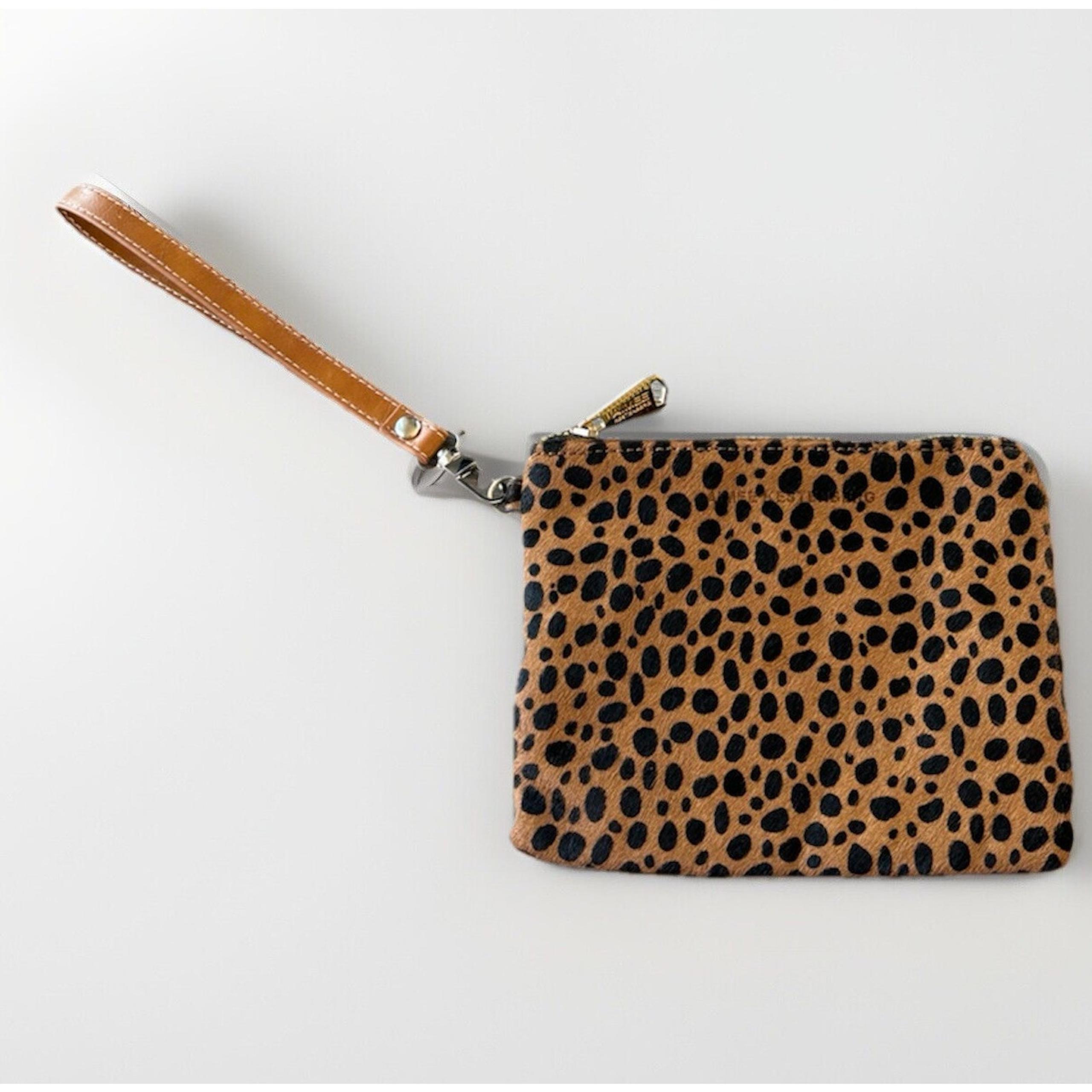 Aimee Kestenberg Leopard Fur Wristlet Clutch Zip 5x6