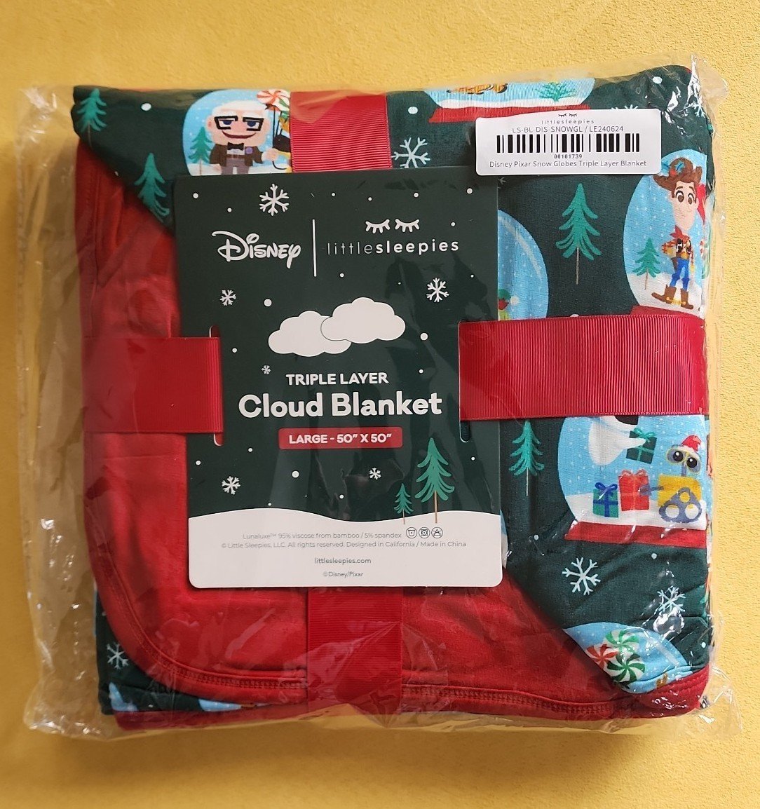Little Sleepies Disney Pixar Snow Globes CLoud Blanket