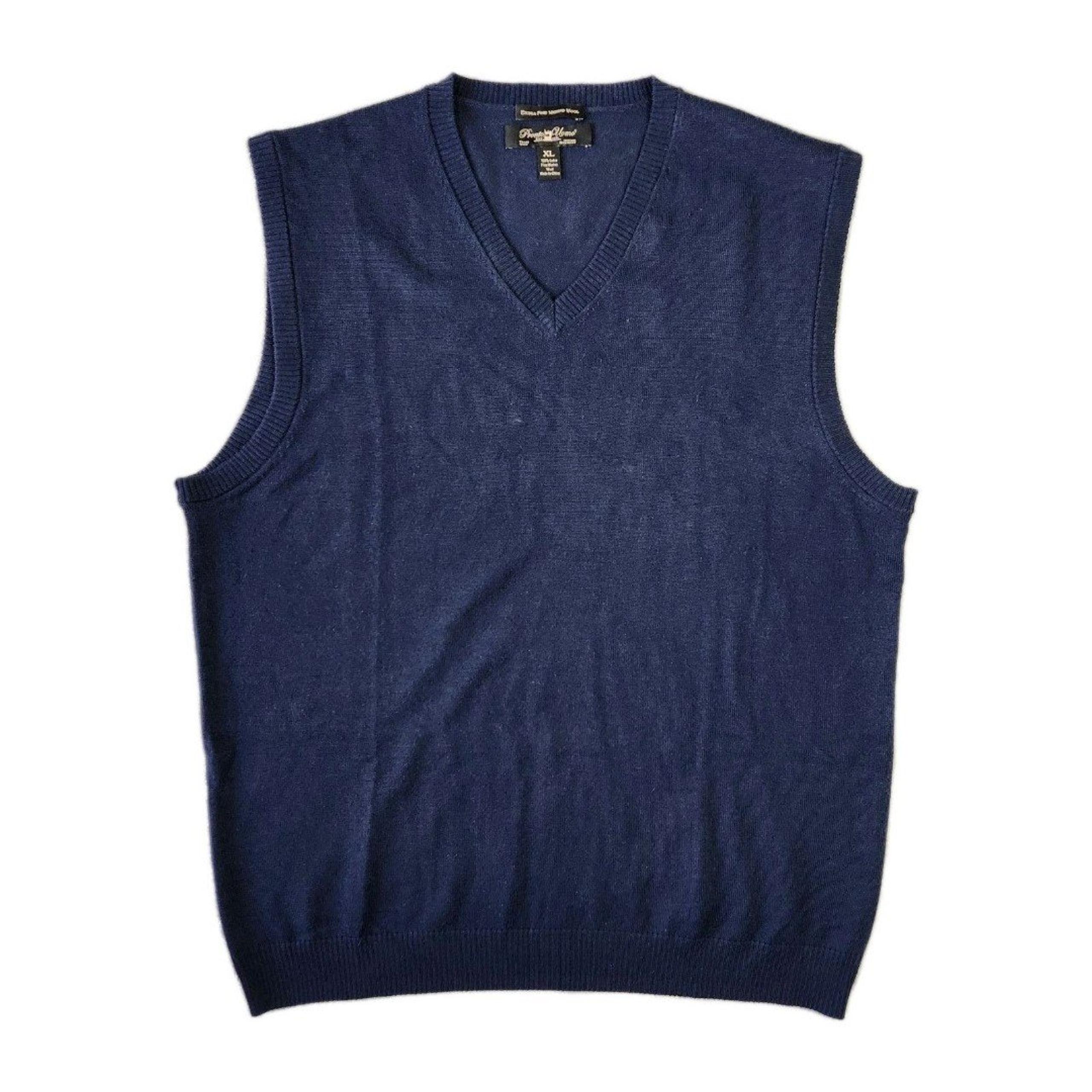 Pronto Uomo Sweater Vest Mens XL Knitted Extra Fine Merino Wool Career Preppy