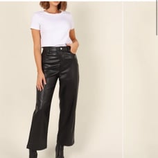 MVN The Label Eliza Faux Leather Wide Leg Pants Black Vegan Womans 6