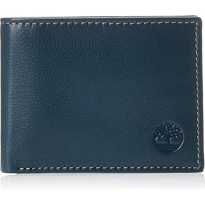 LeatherTimberland Men's Blix Slimfold Leather Wallet, Navy, One Size