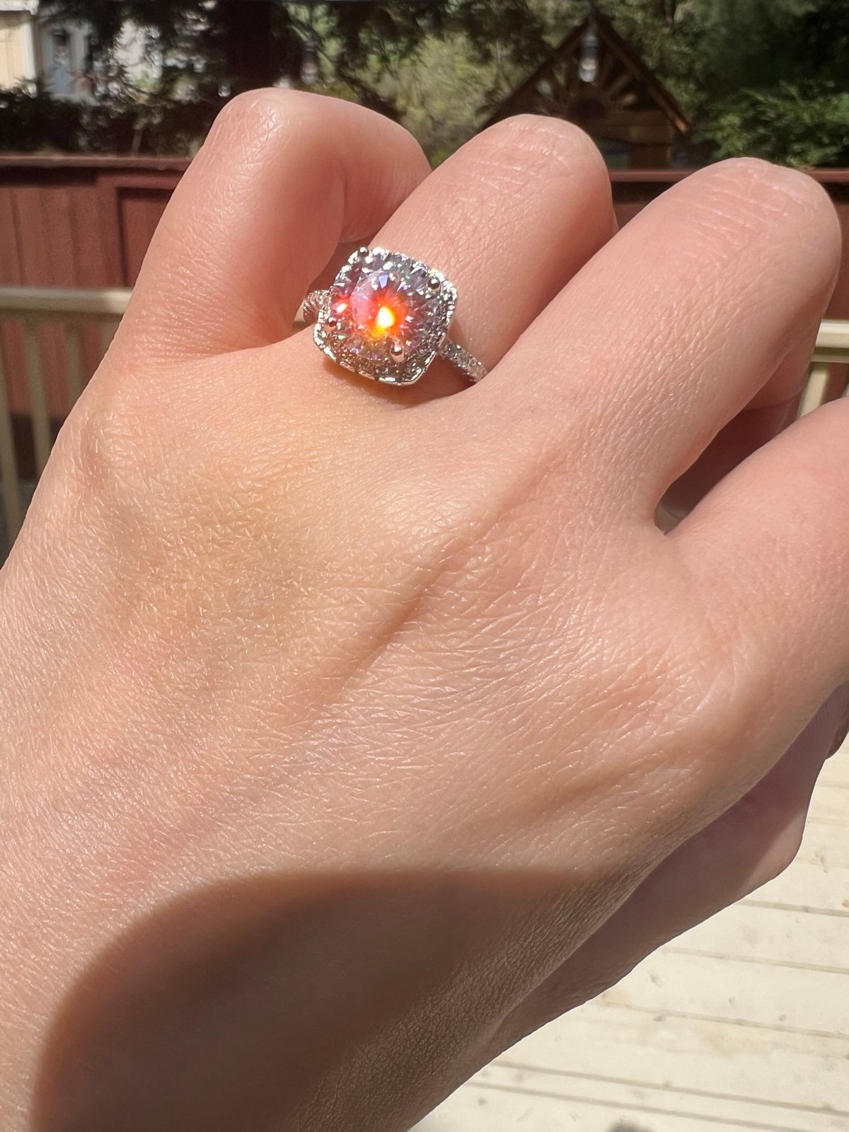 New Moissanite 10H10A Engagement Ring 3CT 18K White Gold Plated Sterling Silver
