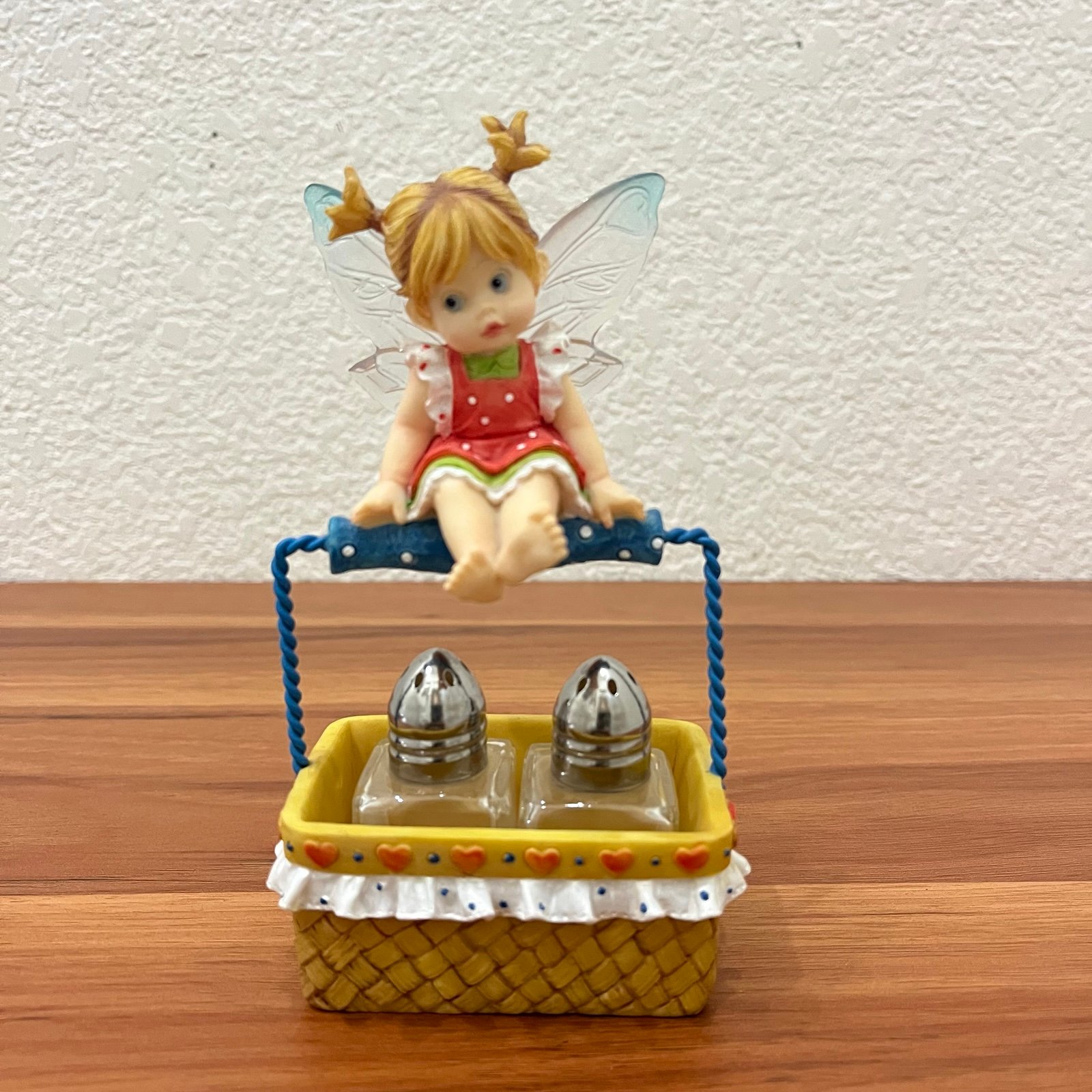 My Little Kitchen Fairies Enesco Fairie On Basket Salt & Pepper - Rare